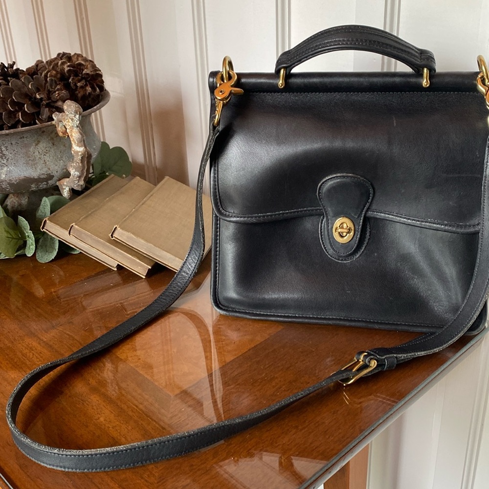 Coach vintage 90’s Willis crossbody satchel blk leather purse